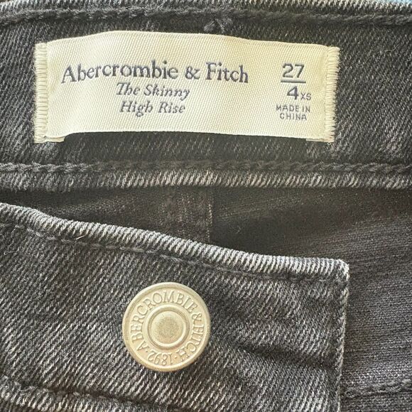 Abercrombie & Fitch The Skinny High Rise Jeans Split Seam Washed Black Size 4 XS - Picture 7 of 7